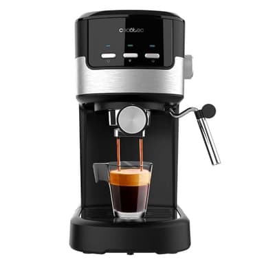 Cecotec Cafetière espresso compacte Power Espresso 20 Pecan. 1100 W, 20 Bars, Système Thermoblock, Buse orientable, Porte-filtre avec double sortie et 2 filtres, 1,25 litre, Noir