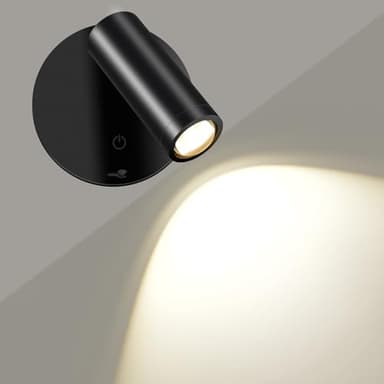 SMY Spot sans Fil Rechargeable, avec 3 Températures de Couleur, Fonction Minuterie, Commande Tactile et Télécommande, Dimmable, pour Éclairage d'Art, Décoration de Chambre et Salon, Noir, 1 Pièce