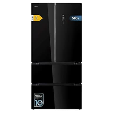 Cecotec Refrigerator Glass French Door 510 L Bolero CoolMarket FD 510 Glass E. 183 cm High, 84 cm Wide, Motor Inverter Plus, Fast Cooling and Fast Freezing, MultiAirFlow, Total NoFrost