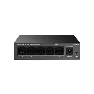 Mercusys TP-Link MS105GS Switch Ethernet Gigabit 5 Ports, Boitier Métal, Switch RJ45, Hub RJ45, Hub Ethernet, Multiprise Ethernet, Plug-and-Play, Durable, Silencieux