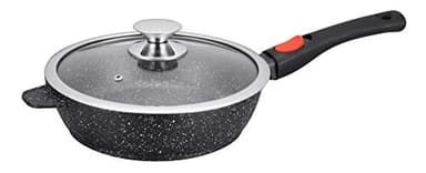 Kamberg - Sauteuse 28 cm - Manche Amovible - Fonte d'Aluminium - Revêtement Type Pierre - Couvercle en Verre - Tous Feux dont Induction - Sans PFOA - 0008027, Noir