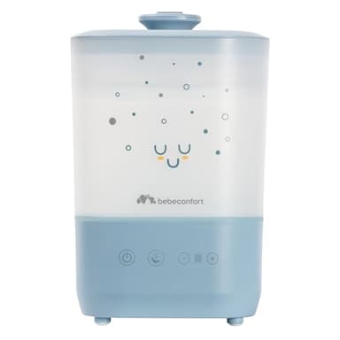Bebeconfort Humidificateur D'air Bébé Cool-Mist, Veilleuse Bébé 7 Couleurs, Technologie Ultrasonique (Jusqu'à 48h), Réservoir Easy-Fill 2,1 l, Arrêt Automatique, Brosse de Nettoyage Incluse, Bleu