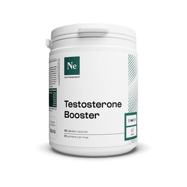 Nutrielement - Testosterone Booster - 120 gélules - Tribulus terrestris, Maca, Ashwagandha et Zinc - Complément alimentaire Testostérone homme - Libido, Energie et Endurance