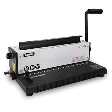 RAYSON TD-1200R, Relieuse spirale métallique, Capacité de perforation jusqu'à 12 feuilles & capacité de reliure jusqu'à 120 feuilles, Pas de 3:1, format A4, 34 trous