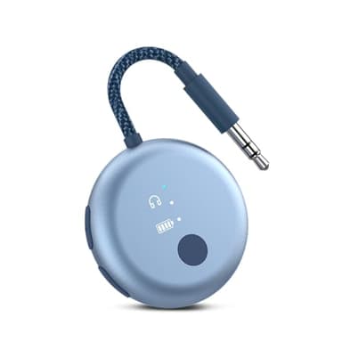 Avantree SoundJet R1 – Adaptateur Avion Bluetooth pour Écouteurs & AirPods pour Voyages, aptX Adaptive, Batterie de 20h, Transmetteur Audio sans Fil avec Puce Qualcomm - Bleu Ciel