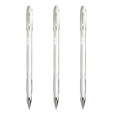 Mitsubishi Pencil - 3 Stylos Rollers Encre Gel - Uni-Ball Signo Blanc - Pointe 0,7 mm - Écriture Medium - Roller Fantaisie pour Loisirs Créatifs et Carterie