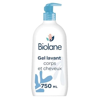 BIOLANE - Gel douche bebe corps et cheveux 2 en 1 - 750ml - 97% Origine Naturelle - Doux - Peaux Sensibles - Fabriqué en France