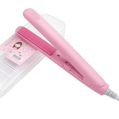 Fer à lisser 2 en 1 Mini Lisseur Cheveux Chauffage Rapide en Céramique Tourmaline Portable Lisseur pour Cheveux courts, frange, cheveux fins (Rose)