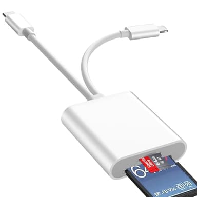 Lecteur Carte SD iPhone, 2 en 1 Lightning to SD Card Reader, Adaptateur iPhone Carte SD, Adaptateur C/Arte S/D i-Phone, Lecteur de C-Arte S-D pour i-Phone, A-daptateur S-D i-Phone