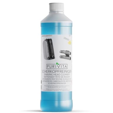 PURIVITA® Nettoyant de Rasoir pour Cartouche [500ML] - Liquide Nettoyage pour Rasoir Compatible avec toutes les Marques Comme Braun Clean & Renew, Philips & Bien plus Encore - Avec odeur Citron