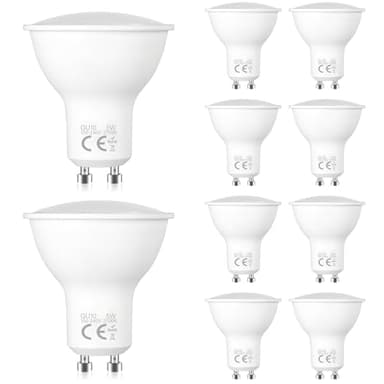 10 Pack Spots LED GU10 5W, Blanc Chaud 2700K, Angle De Faisceau De 120 Degrés, équivalent à Une Ampoule Halogène De 50W, Faible Consommation D'énergie, Convient Aux Plafonniers, Spots Encastrés