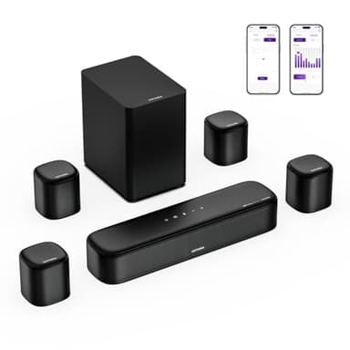 ULTIMEA 7.1 Canaux Barre de Son avec Dolby Atmos, Système de Son Surround avec 4 Haut-parleurs Surround, Barre de Son TV avec APP, Soundbar avec Caisson de Basses pour Home Cinéma, HDMI eARC, Aura A60