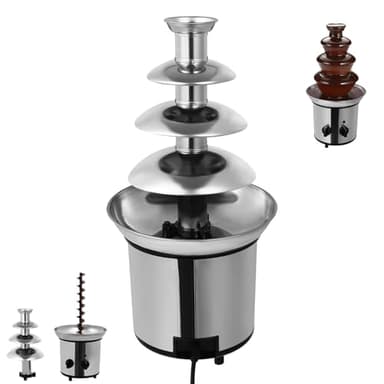 ACROSSPART Fontaine à chocolat électrique à 4 niveaux - Grande fontaine à chocolat avec fonction de fusion et fonction maintien au chaud - En acier inoxydable