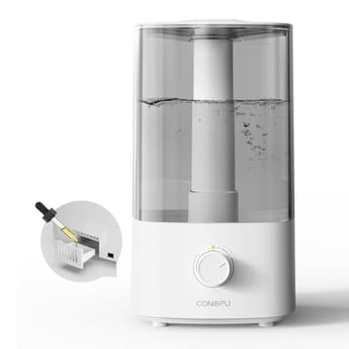 CONOPU Humidificateur d'Air 4L, Humidificateur à Ultrasons pour Chambre et Bébé, d'Intérieur 300ml/h, Diffuseur d'Huiles Essentielles Silencieux, Blanc