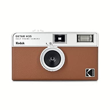 Kodak EKTAR H35 Caméra de Film Demi-Format 35 mm, réutilisable, sans Mise au Point, léger, Facile à Utiliser (Marron) (Film et Piles AAA Non incluses)