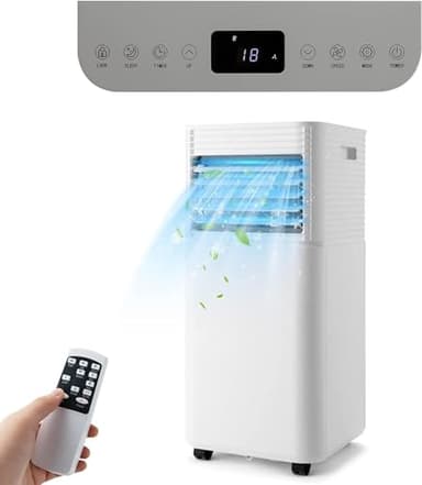 GOPLUS Climatiseur Mobile 7000BTU 2,1kW 4 en 1 Fonction, Refroidissement, Déshumidification Ventilation, Minuterie 24H, Contrôle Télécommande/Écran, 15㎡, Blanc, R290