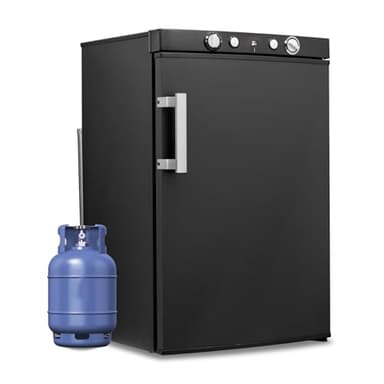 Smad Frigo Trimixte 12V 220V Gaz, 100L, Frigo Camping Gaz, Réfrigérateur Gaz avec Congélateur, pour Camping Car, Caravane, Cabanon, Chalet, Noir