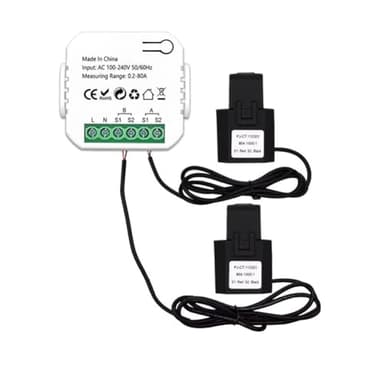 GrceBfeee Tuya Smart ZigBee Compteur D'Énergie 2 Voies Bidirectionnel avec Pince de Capteur de Courant App Moniteur Puissance 100-240VAC, 2 Canaux 2CT Installation Facile