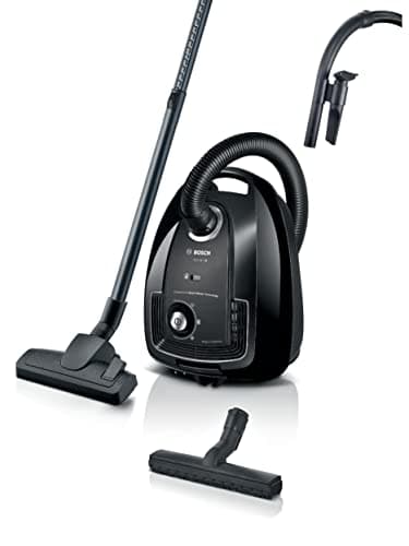 Bosch Electroménager Série 4, BGL38BA2H, aspirateur traîneau avec Sac, Compact et léger, Sac à poussière XL 4L, Filtre hygiénique PureAir Lavable, Rayon d'action 10 m, Noir