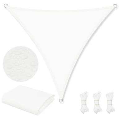 WOLTU Voile d'Ombrage Imperméable en PES, 200 g/m² Polyester, Toile Parasol Protection Solaire et Rayons UV avec Œillets D et Cordes pour Patio Balcon Terrasse Camping Extérieur, 4x4x4 m, Beige