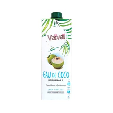 Vaïvaï Eau de Coco sans Sucres Ajoutés Brique de 1 L