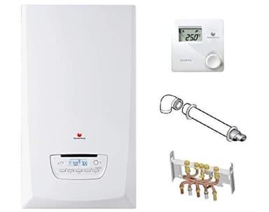 Saunier Duval ThemaPlus Condens F25 - Chaudière Gaz Murale à Condensation - Chauffage + ECS - A+++ - Incl. Dossier+Ventouse+Thermostat Excontrol E7