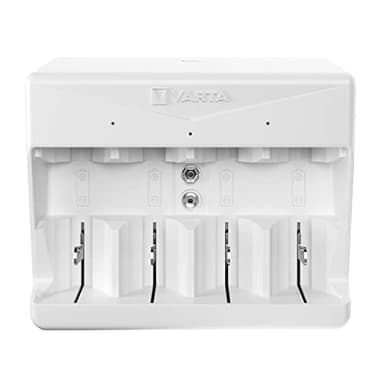 VARTA Chargeur de Piles, chargeur pour piles rechargeables, charge 2 ou 4 AA, AAA, C, D ou 1x 9V simultanément, Universal Charger, non équipé, avec arrêt de sécurité