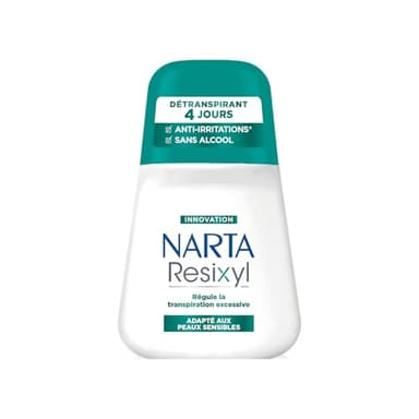 NARTA - Resixyl - Déodorant Bille Femme - Détranspirant 4 Jours - Régule La Transpiration Excessive - Anti-Irritations* - Complexe Minéral [Resyx]TM - 0% Alcool** - Adapté Aux Peaux Sensibles - 50 ml