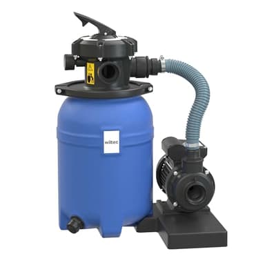WilTec Filtre à Sable 180W 14L Cuve de Filtration Pompe Auto-amorçante 9000L/h Piscine Hors-Sol