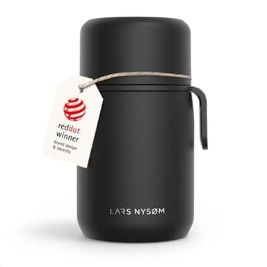 LARS NYSØM Boîte Alimentaire Isotherme en Inox - Récipient Hermétique pour Repas Chauds ou Froids, Thermos à Large Ouverture pour Soupe, Bureau & Voyage (Carbon Black, 700ml)