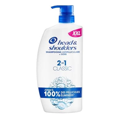 Head & Shoulders Classic 2 en 1 Shampoing Antipelliculaire, Tous Types de Cheveux, Pompe 1000ml. Jusqu'à 100% des Pellicules Éliminées, Cliniquement Prouvé. Usage Quotidien. Rafraîchissant