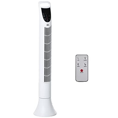 HOMCOM Ventilateur colonne silencieux 40W minuterie 3 Vitesses 3 Modes télécommande Oscillant à 70° panneau contrôle tactile ventilateur sur pied chambre hauteur 91,5 cm blanc