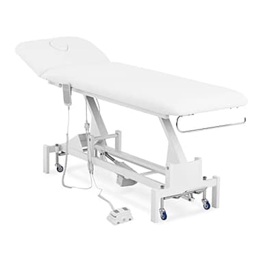 Physa Table De Massage Électrique Esthétique Professionnelle Kiné Lit Soin Ostéopathie Inclinable Lille Blanc (Max. 200 kg, Hauteur 53-92 cm, Télécommande, Pédale, Coloris Blanc)