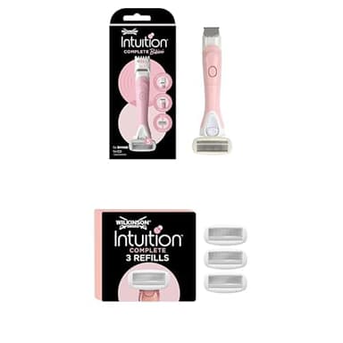 Lot Wilkinson Sword Intuition Complete Bikini – Rasoir & tondeuse 2-en-1 avec 5 lames gel protectrices + 3 recharges Skin Protect pour un rasage du maillot précis et une peau douce