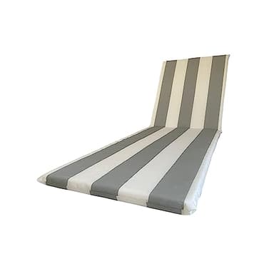 Il Tuo Artigiano Design Coussin imperméable pour chaise longue bandée – 190 x 60 cm polyester hydrofuge – Coussin déhoussable fabriqué en Italie (blanc et gris)