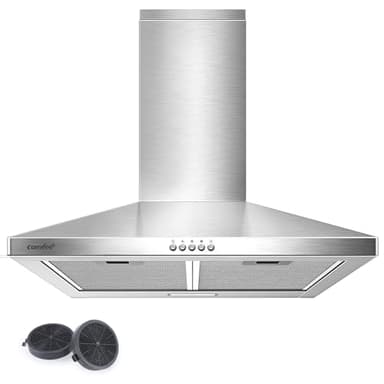 Comfee CHT3.6B Hotte aspirante 60 cm Hottes Aspirantes Cusine Inox Débit 320 m³/h, Filtres à Graisses de 5 Couches, 3 Vitesses, Cheminée Réglable, 1 Lumière LED Acier Inoxydable