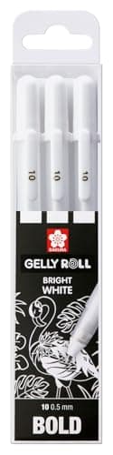 SAKURA Gelly Roll Lot de 3 stylos blancs brillants dans un étui Taille 10