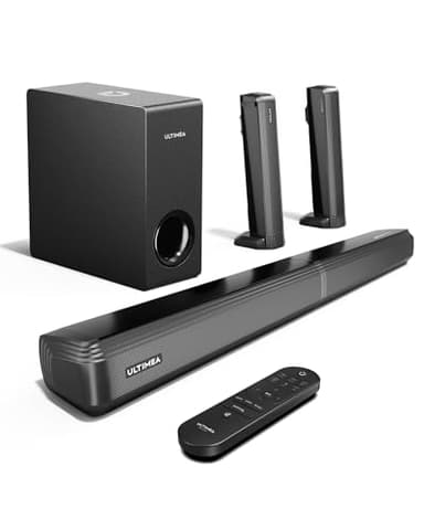 ULTIMEA 4.1 Dolby Atmos Barre de Son TV, 2-in-1 Bluetooth 5.3 Barre de Son avec Subwoofer, 280W Puissance Crête, 3 Modes d'EQ Barres de Son, Boost de Basse, HDMI in/eARC, Apollo S60 Détachable Série