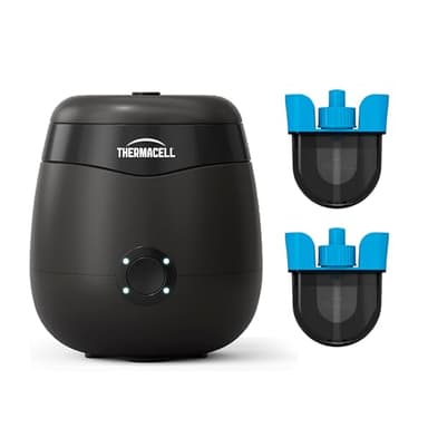 THERMACELL Bouclier Anti Moustiques et Moustiques Tigres + 2 Recharges Liquides - Extérieur, Jardin, Terrasse - Sans Fil, Rechargeable - Protection efficace 29 m²-Durée 80h-Effet Rapide-Inodore - Noir