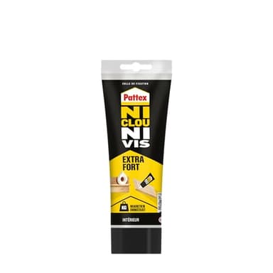 Pattex – Ni Clou Ni Vis Extra Fort (tube de 260 g) – Colle de fixation à maintien immédiat – Rapide pour usage intérieur