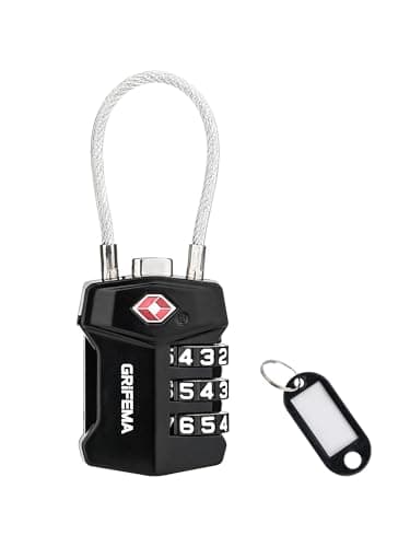 GRIFEMA Cadenas à Combinaison 3 Chiffres Approuvé TSA, Câble Flexible Antivol Valise pour Bagages, Sacs à Dos et Voyage (Lot de 1, GA1006)