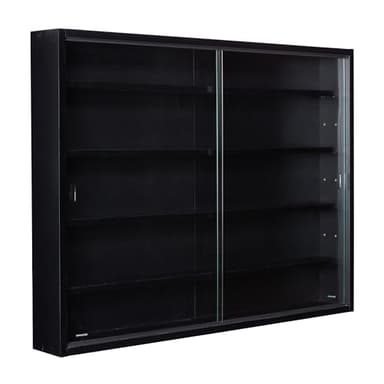 Inter Link - Vitrine Murale pour Objets de Collection – Armoire de rangement avec 4 étagères – 5 Compartiments - pour Miniatures - MDF - Noir (80x60x9.5 cm) - Blacklava