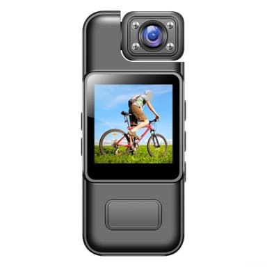 Volakebeing Caméra corporelle WiFi 4K avec objectif rotatif à 180°, vision nocturne, détection de mouvement, batterie 1000 mAh pour enregistrement 8h, mini enregistreur vidéo et audio portable