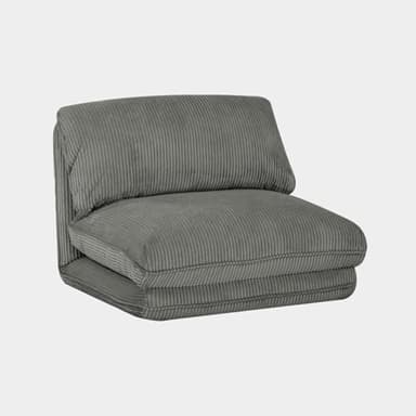 sweeek - Chauffeuse Matelas Gris Convertible Velours côtelé Grosse côte 1 Place Cosy