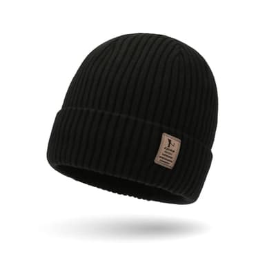 SEFIRST Bonnet pour Homme et Femme, Classics Basic Bonnet Hiver Extensible en Tricot, Chaud et Confortable, Bonnets d’Hiver, Knit Cuffed Beanie Bonnets Mixte pour Cyclisme Ski Jogging (Noir)