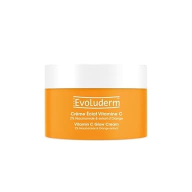 EVOLUDERM - Crème Visage Éclat Vitamine C - 50ml - 96% d'Ingrédients d'Origine Naturelle - 2% Niacinamide & Extrait d'Orange