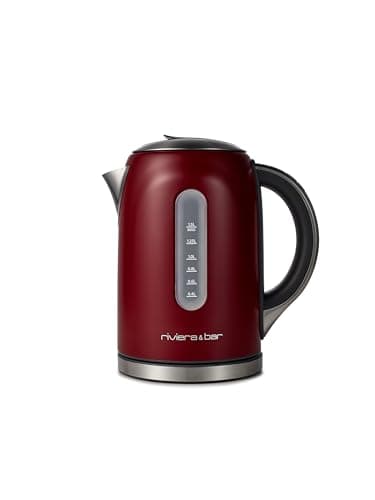 riviera&bar, Bouilloire Inox TR 1,5L Rouge, Puissance 2200W, Température Réglable 50,100°C, Écran LCD, Maintien au Chaud, Sécurité Anti,Surchauffe, Design Élégant, BBT577