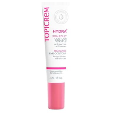 Topicrem - HYDRA+ Soin Éclat Contour des Yeux à l’Eau Bio-Active - Pour Yeux Sensibles, Adultes et Adolescents - Hydrate 24h, Soin Anti-Cernes, Anti-Poches et Ridules - 15 ml