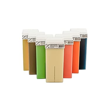 EpilWax - Roll On Cire Epilation - Facile à étaler et à Retirer - Lot de 7 Recharges/Cartouches Miel, Argan, Aloé Verra, Rose, Chocolat, Azulène et Vanille - 100 ml