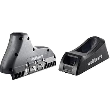 wolfcraft 4009000 Rabot d'Angle Triple - Rabot Plaquiste à Chanfreiner - 3 Lames Trapèzes 52/0,50 mm & 4013000 Rabot-bloc Plaquiste Extra Large - 150 x 57 mm